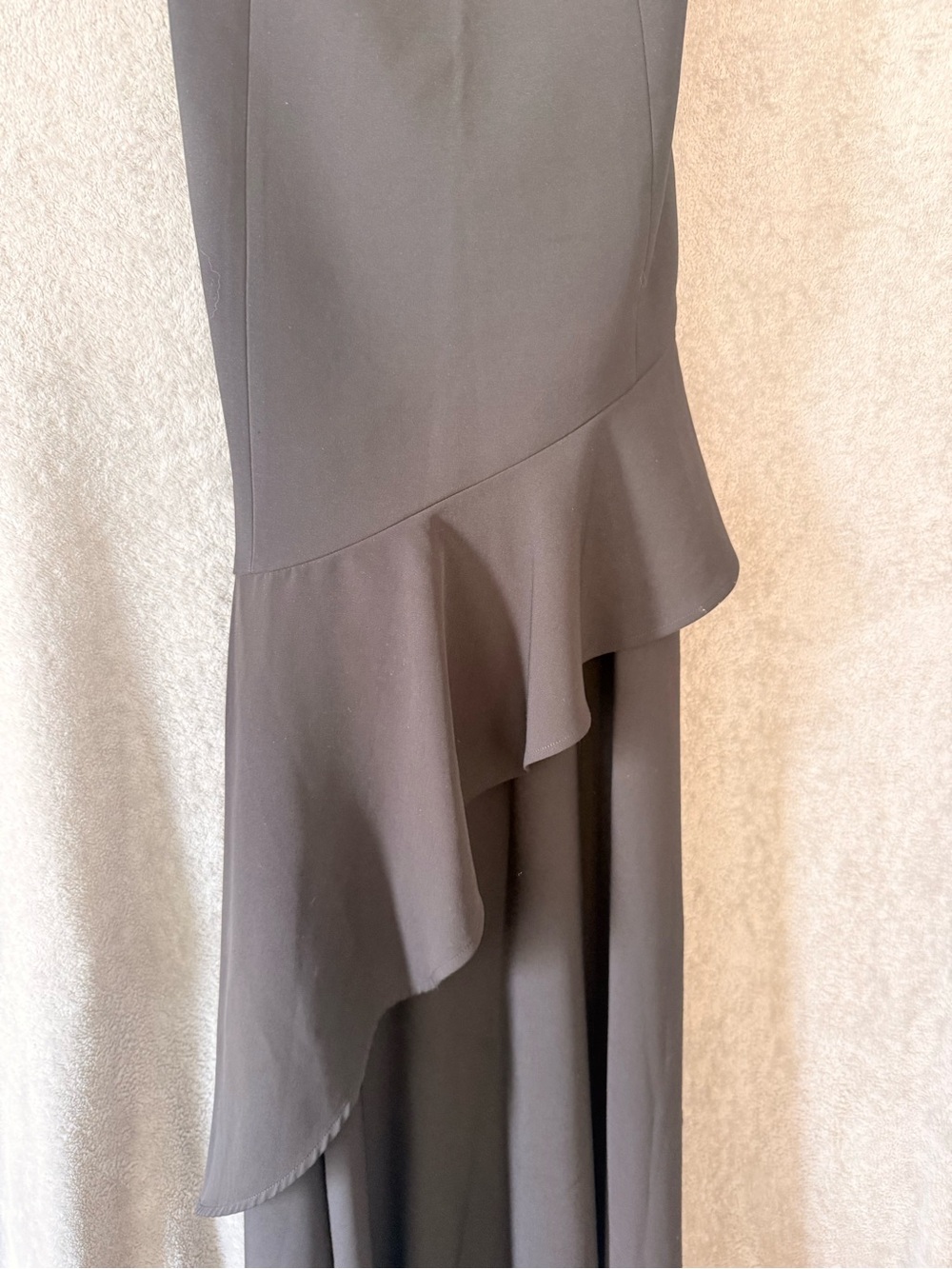 NBD Black Asymmetrical Ruffle Gown